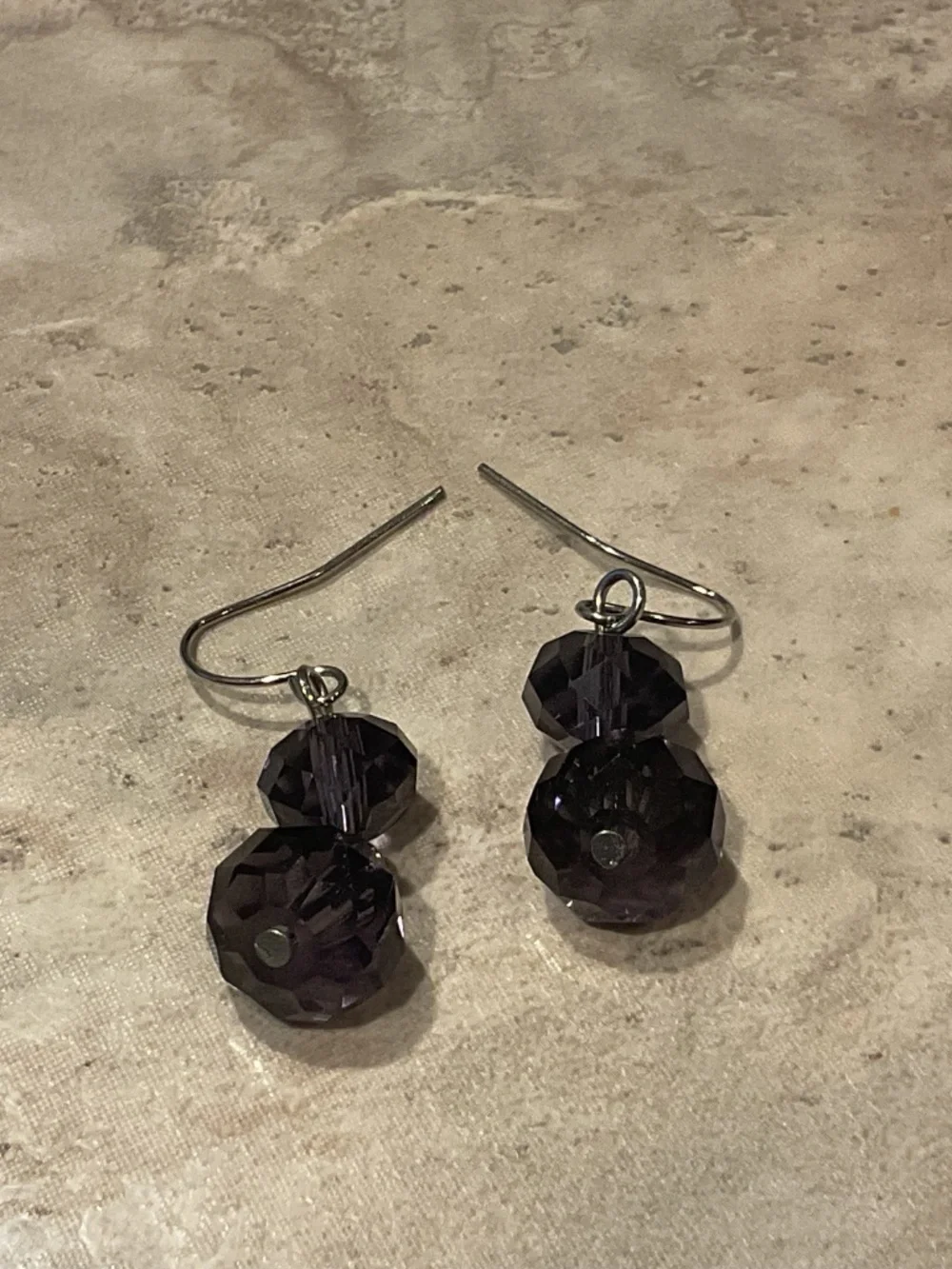 Faceted Dark Purple Bead Drop Earrings